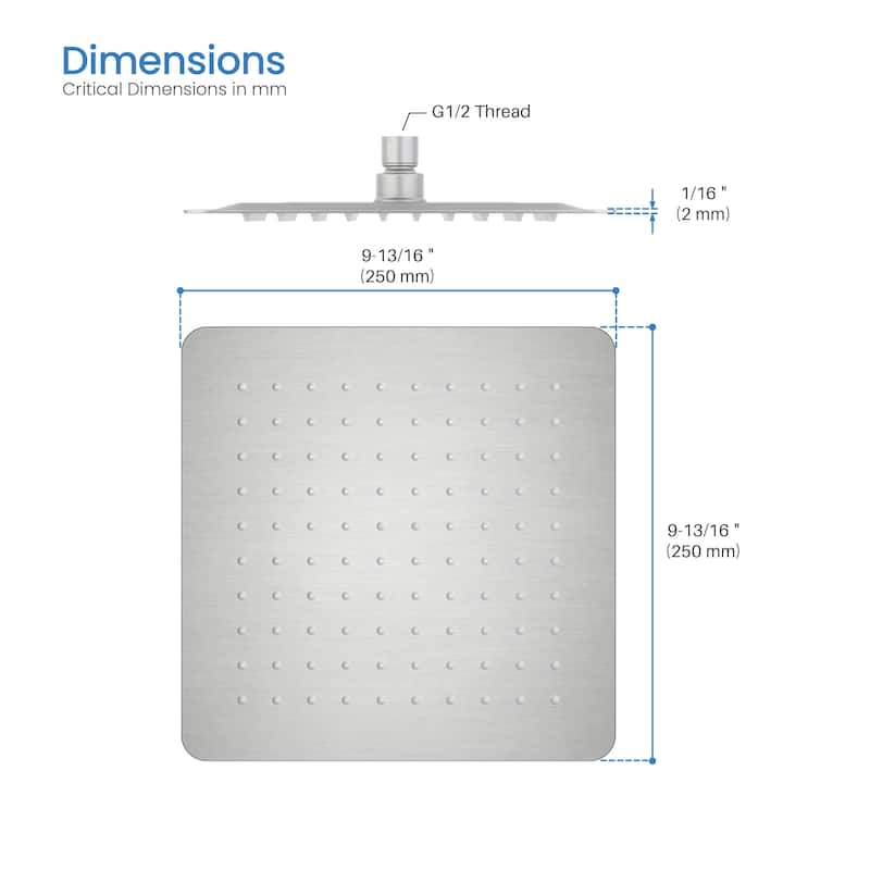 Cube 10" Metal Ultra Thin Profile Rain Shower Head 1.75 GPM