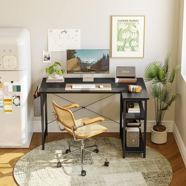 slide 2 of 9, FEZIBO/Home Office Furniture/Wood/Desks 40''×28.7'' - Cocoa