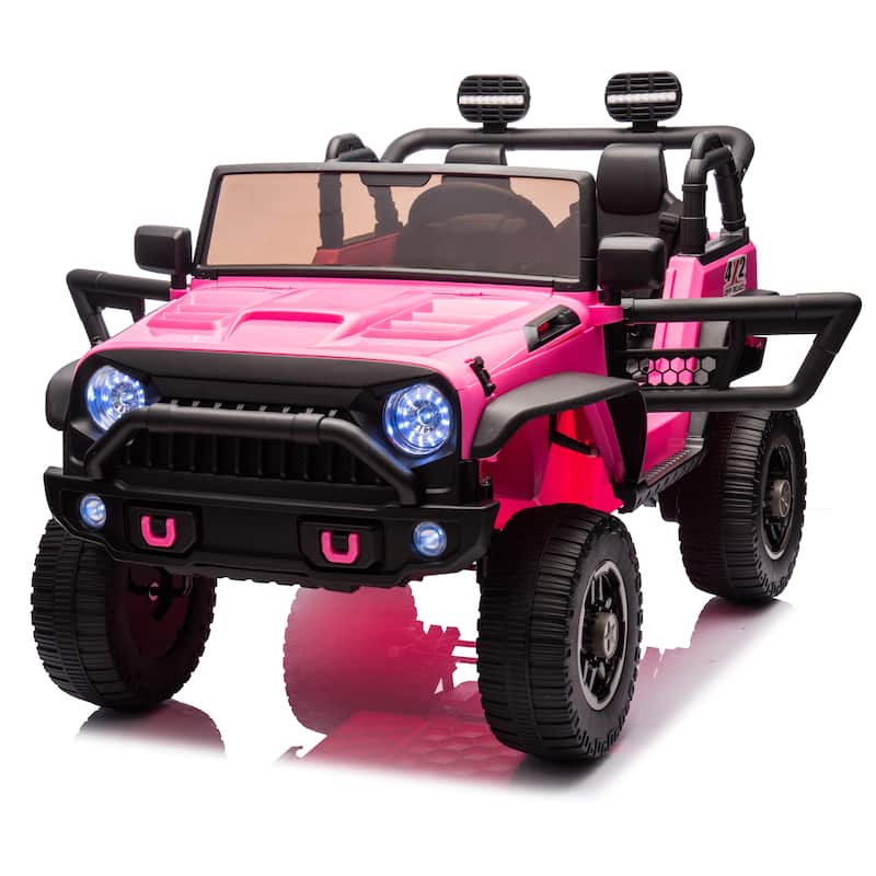 24V Two-Seater Kids Ride On Truck Car W/Parents Control,200w*2,Seat 20.28in W,Four-wheel Suspension,LED,2 independent seat belts