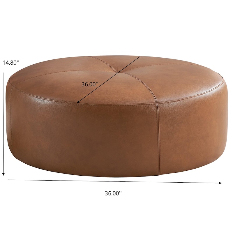 GDFStudio - Rochelin Modern 36" Genuine Leather Tufted Cocktail Ottoman