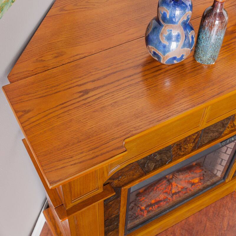 SEI Furniture August Oak Corner Electric Fireplace