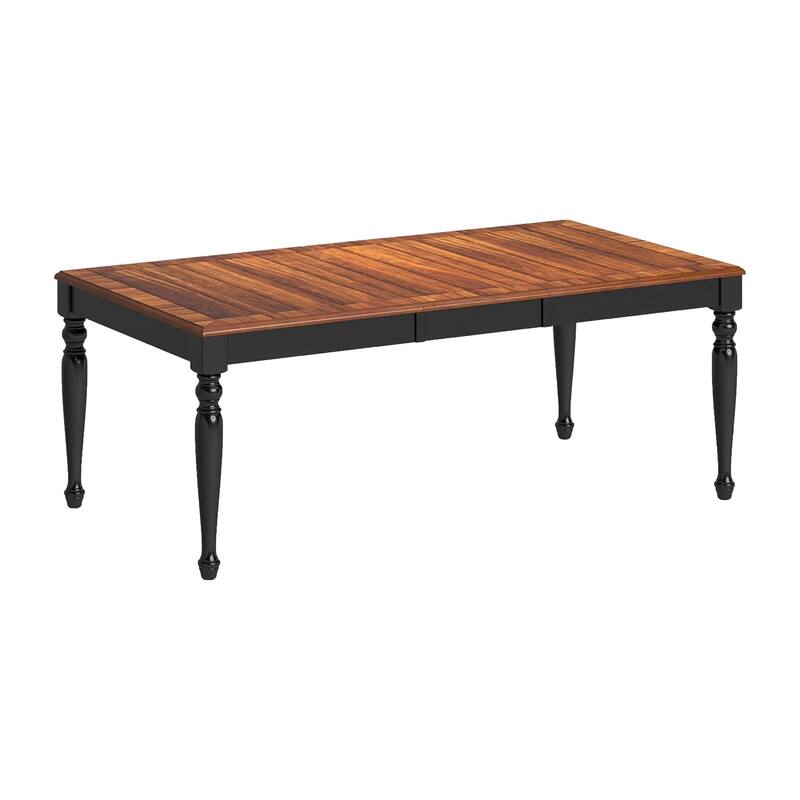Gin 7pc Dining Table Chair Set, Extendable 60-78 Inch Oak Brown, Black