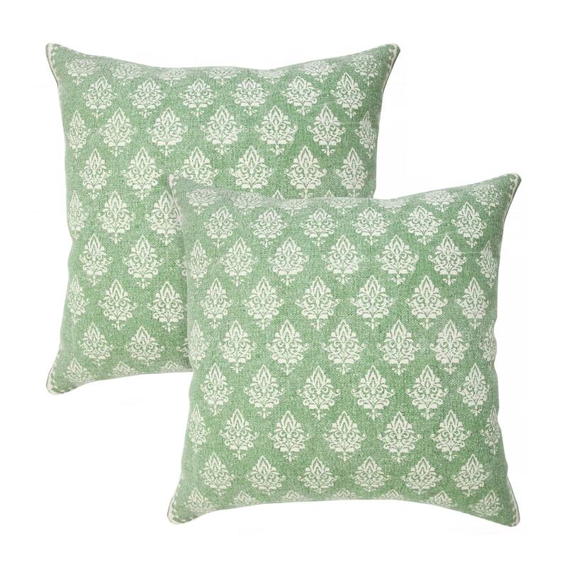 Sevita Traditional Fairytale Motif Throw Pillow, Single or Set of 2 - 20" x 20" - Meadow Green - Set of 2 - Pillow Sets