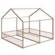 preview thumbnail 24 of 35, Metal Twin Size House Platform Bed with Two Shared Beds, Guardrails, Roof and Windows, Sturdy Frame, Black Finish