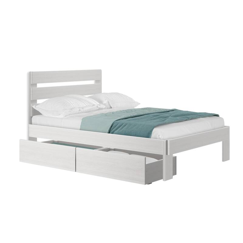 Plank and Beam Farmhouse Full Bed with Plank Headboard and Storage Drawers