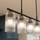 preview thumbnail 1 of 11, Hunter + Jasmine Roth Beverly Glen Ribbed Glass Round and Linear Chandelier - Transitional, Contemporary, Glam 5-Light Linear - Matte Black - Clear Glass