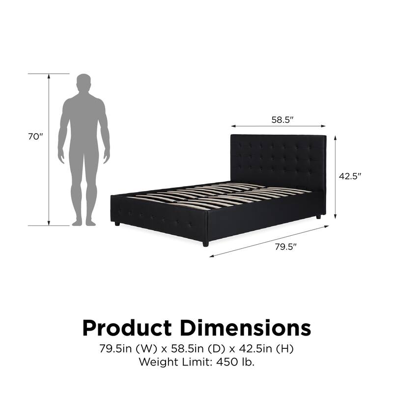 Avenue Greene Stefanie Black Faux Leather Upholstered Bed