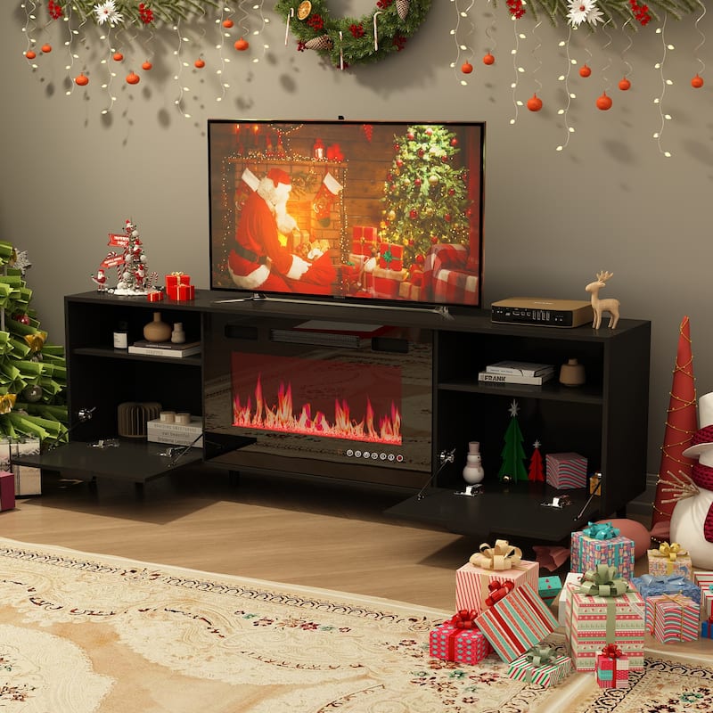 Ambient Electric Fireplace and Durable TV Stand Energy Efficient