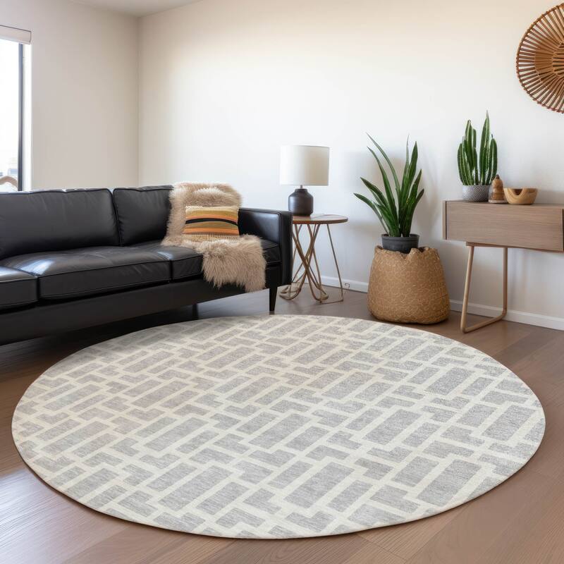 Premium Washable Super Soft Modern Geo Mayfield Rug - Silver - 8' x 8'