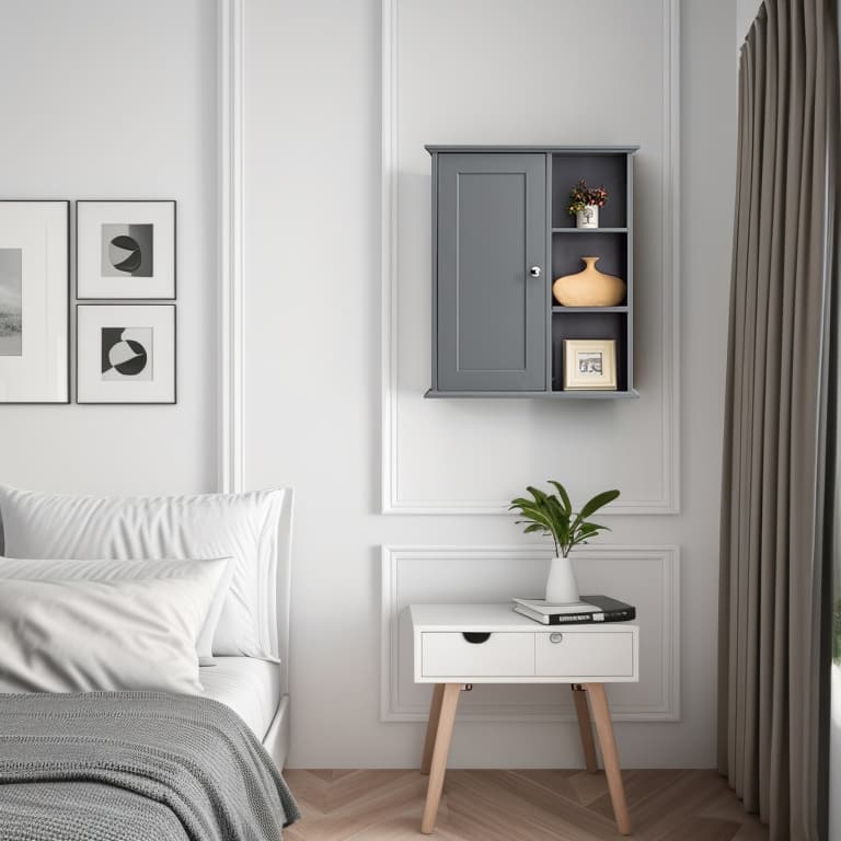 23.6" White Bathroom Wall Cabinet