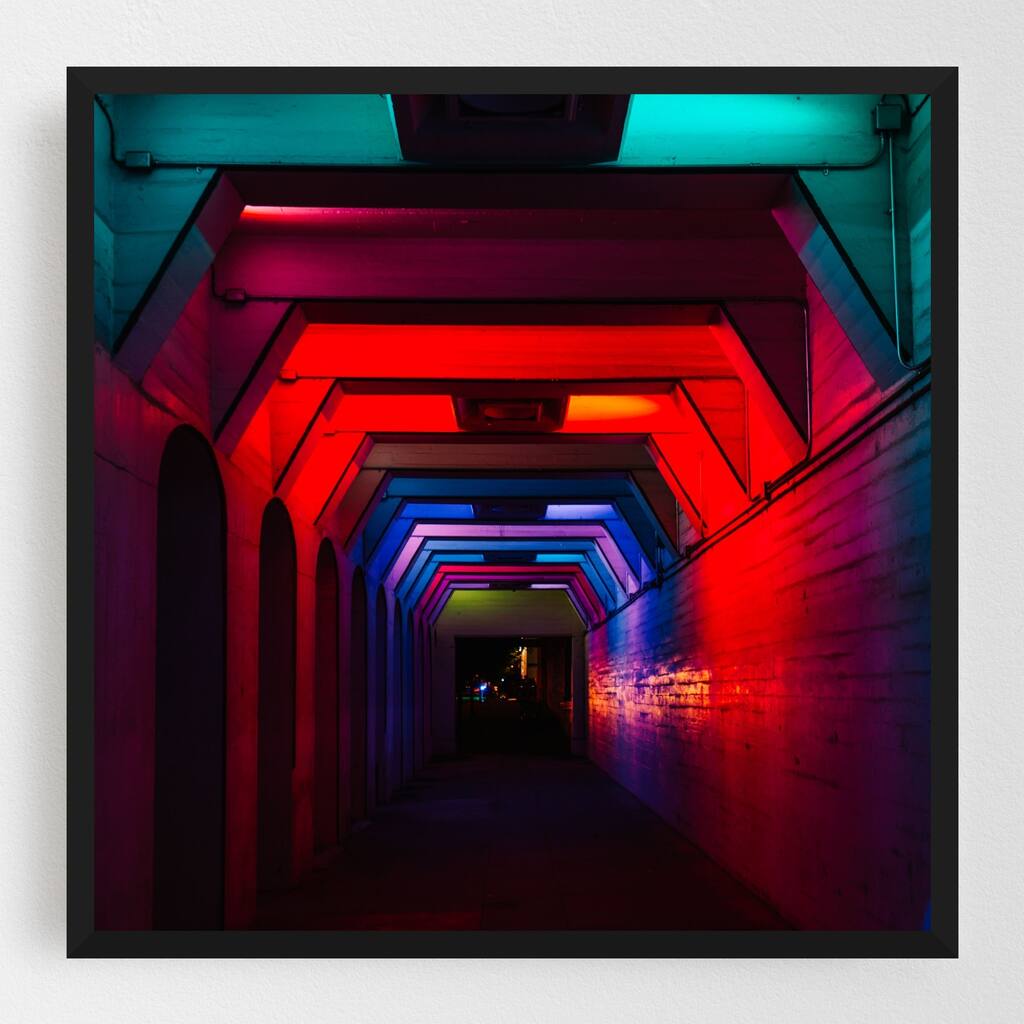 Birmingham Alabama Architecture Neon Framed Wall Art Print