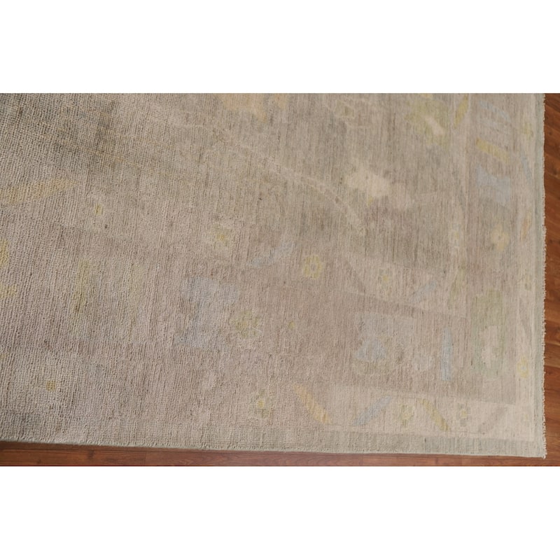 Geometric Oushak Turkish Area Rug Hand-knotted Wool Carpet - 8'10"x 11'9"