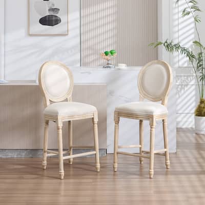 Dining Chairs Set of 2, Upholstered Chairs with Round Back, Wire Drawing and Carving Techniques,Disassemblable