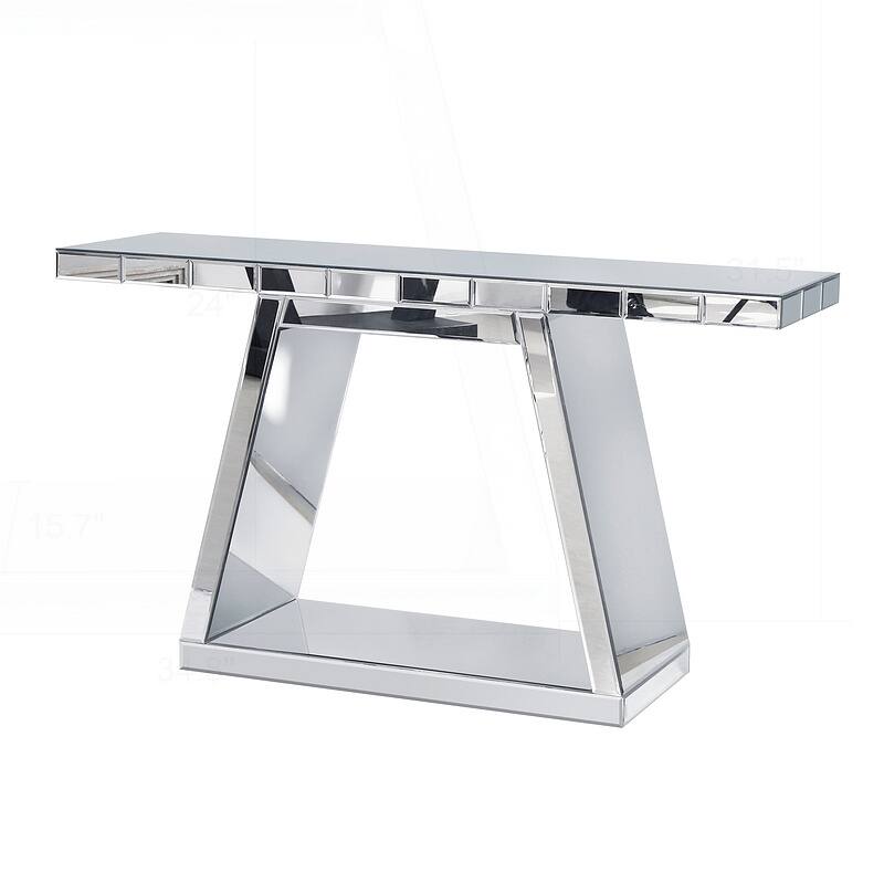 Modern Full-Body Mirror Console Table with Sturdy Construction and Open Storage