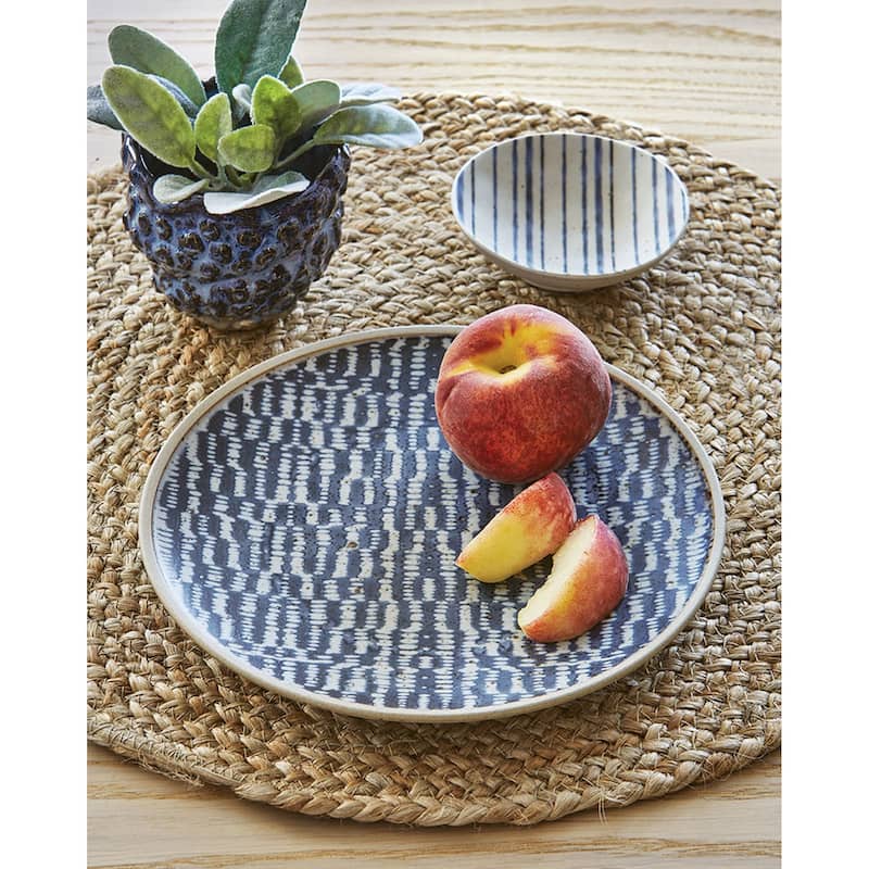 Wyatt Blue Multi Porcelain Appetizer Plates - Dishwasher & Microwave Safe - 8" x 8" Everyday Dining Plates