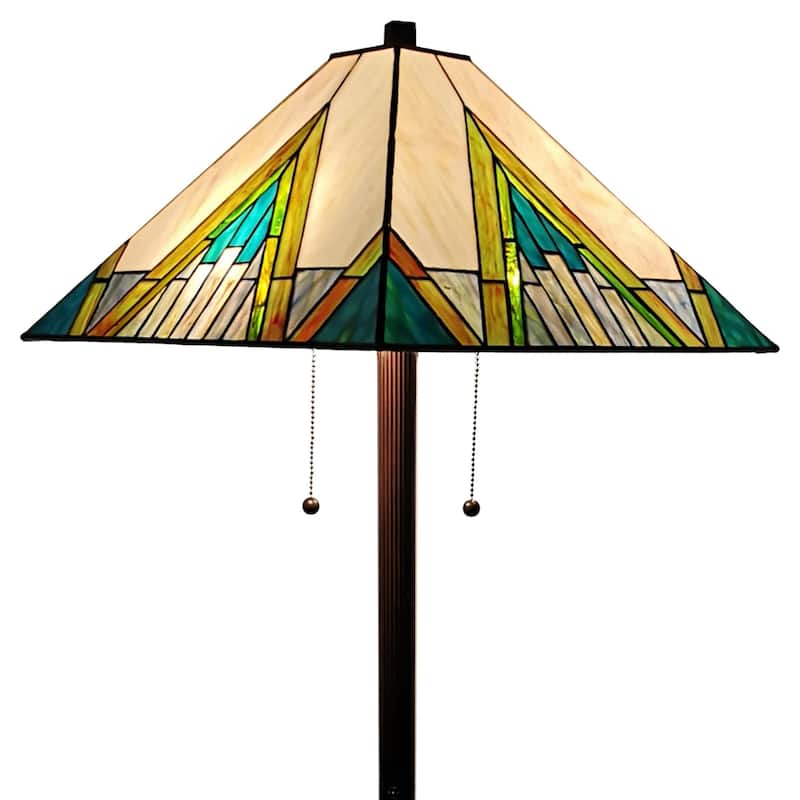Tiffany Style Mission Floor Lamp 62" Tall Stained Glass AM353FL17 Amora Lighting - Multi-Color - Multi-Color