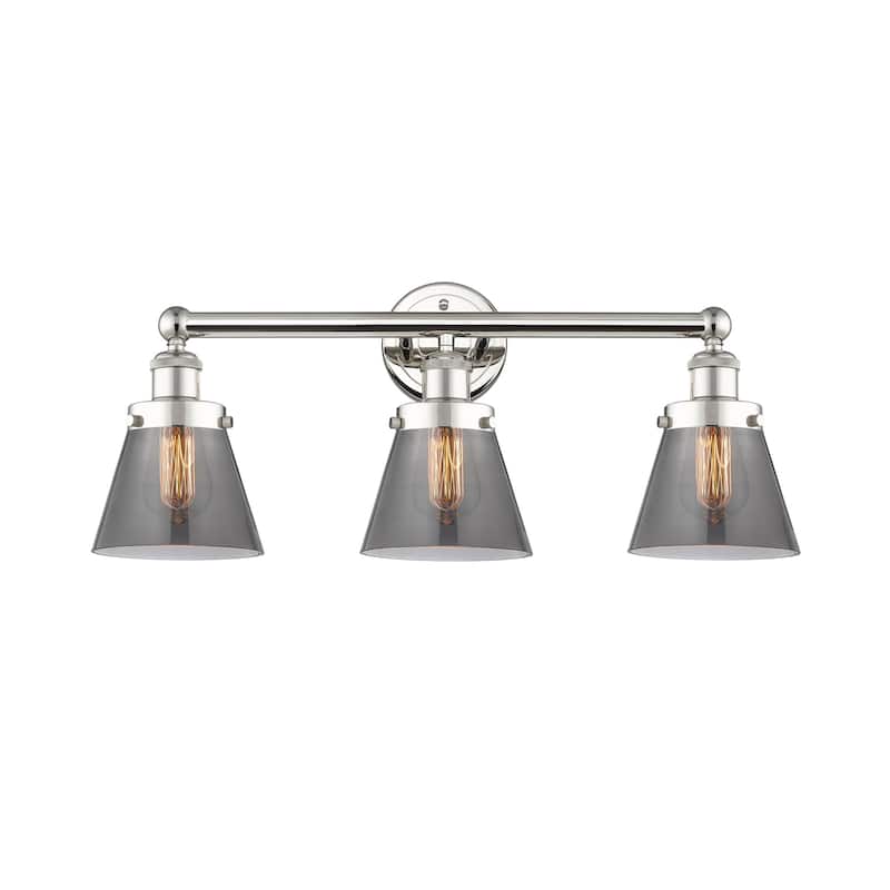 Innovations Lighting 616-3W-10-25 Cone Vanity Cone 3 Light 25" Wide - Polished Nickel / Plated Smoke