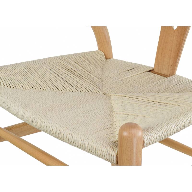 Set of 2 Modern Wood Dining Chair With Back Armchair Hemp Seat For Home Restaurant Office Kitchen