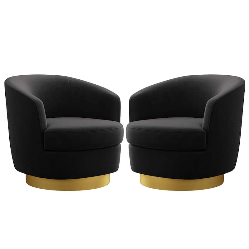 Set of 2 Velvet Swivel Club Chair Set, Soft & Comfotable - 2 Pieces - Black