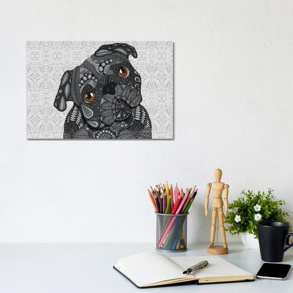 iCanvas "Black Pug" by Angelika Parker Canvas Print