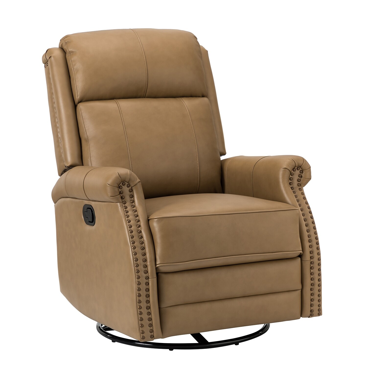 Vegan Leather Manual Swivel Rocker Glider Recliner Chair with Massage & Heat, Lumbar Pillow Included Ebern Designs Leather Type: Brown Faux Leather