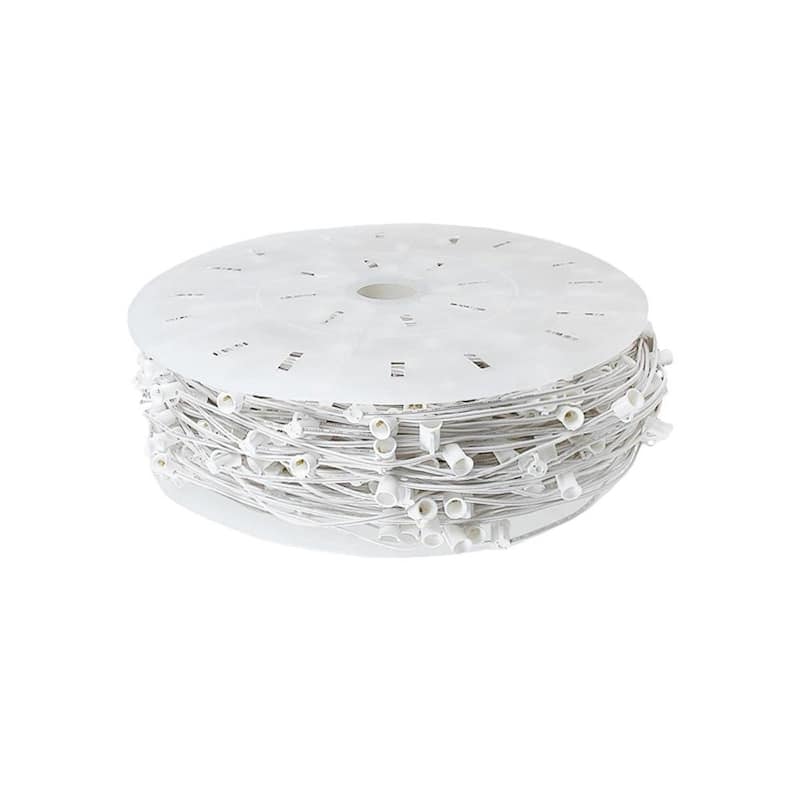 Novelty Lights 250 Foot C7 Christmas String Bulk Reel, White Wire, 12" Spacing