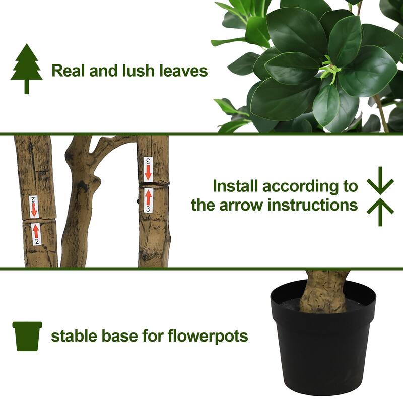 7.2FT Tall Artificial Silk Tree Large Faux Greenery Plant with Lifelike Leaves Potted Fake Plant, 1pc/set