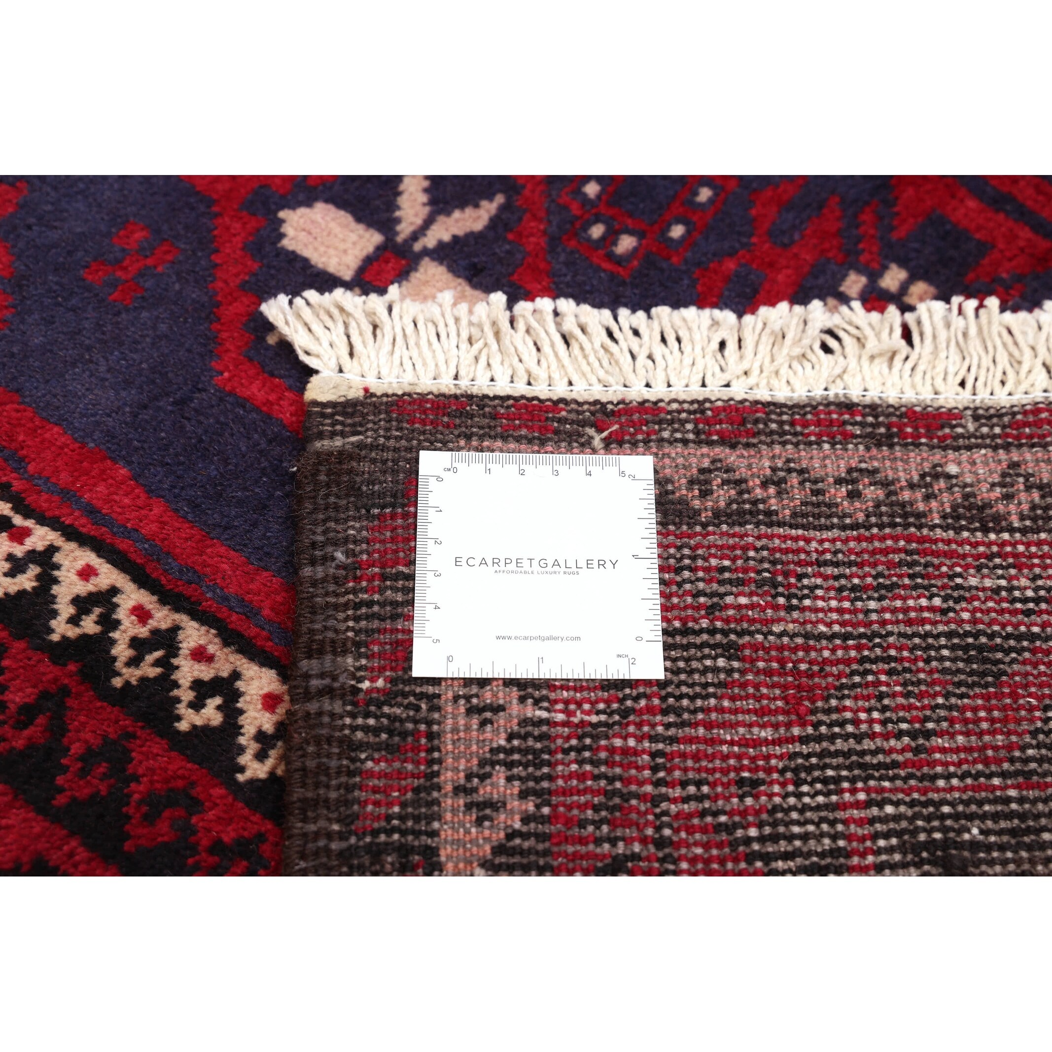 ECARPETGALLERY Hand-knotted Baluch Red Wool Rug - 3'8 x 7'6 - Bed