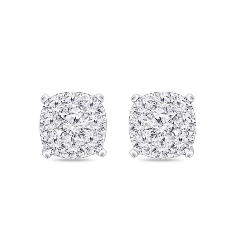 Auriya 14k Gold 1/2ctw Cushion Pave Diamond Stud Earrings (H-I, I1-I2)