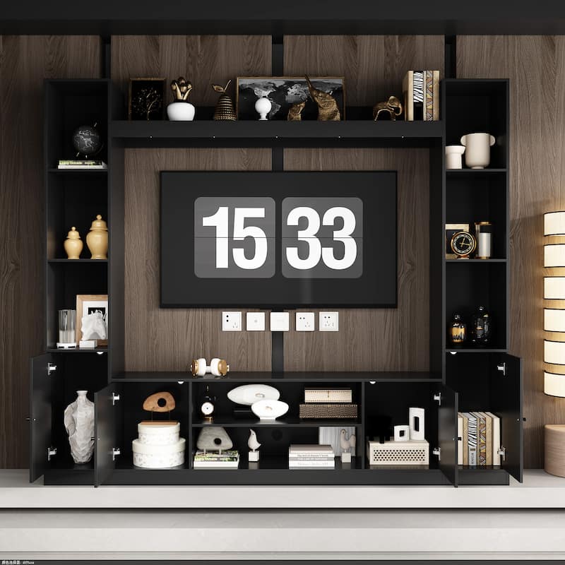 Media Console w/Fireplace Niche Contemporary Living Room Furniture