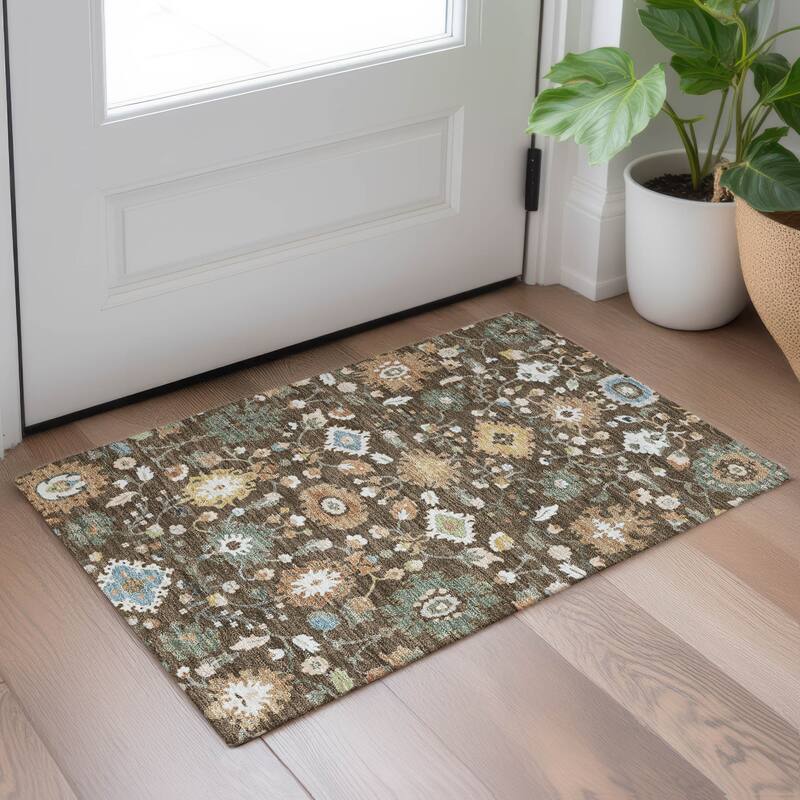 Machine Washable Indoor/ Outdoor Traditional Marci Chantille Rug