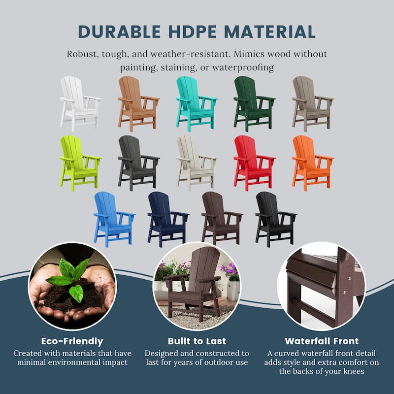 Laguna Hdpe All Weather Outdoor Patio Adirondack Dining Chair With Arms