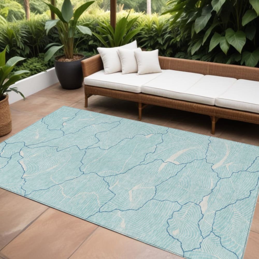 HomeRoots Abstract Transitional Rectangle Outdoor Rug