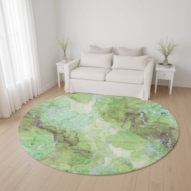 Premium Washable Super Soft Modern Contemporary Mayfield Rug - Green - 8' x 8'