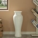 Thumbnail 7, Modern Dining Trumpet Floor Vase, For Entryway and Living Room, White Fiberglass 24 inch. Changes active main hero.