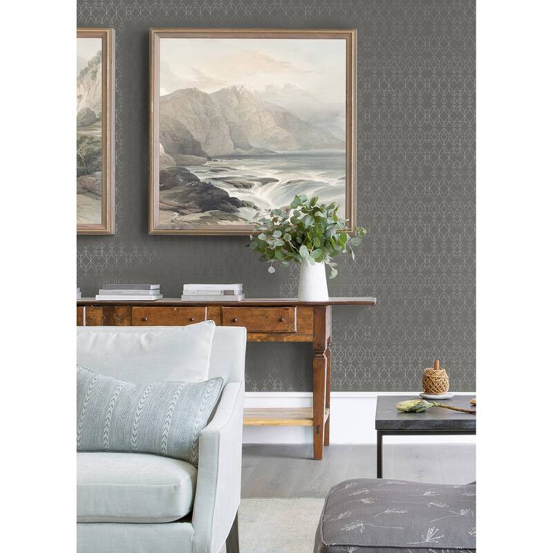 A-Street Prints Paititi Sterling Diamond Trellis Wallpaper