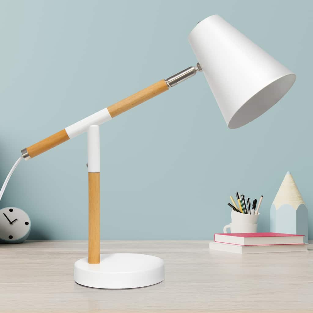 Adjustable Desk Lamp with Metal Shade - 16.75" - Matte White