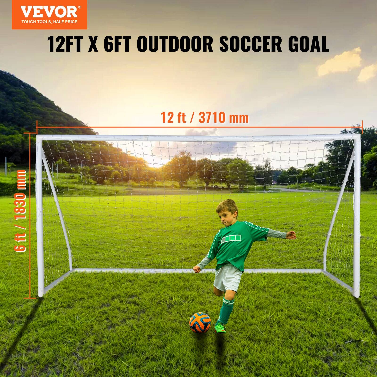 VEVOR Portable Soccer Goal,12x6 ft Soccer Net,AllWeather Outdoor
