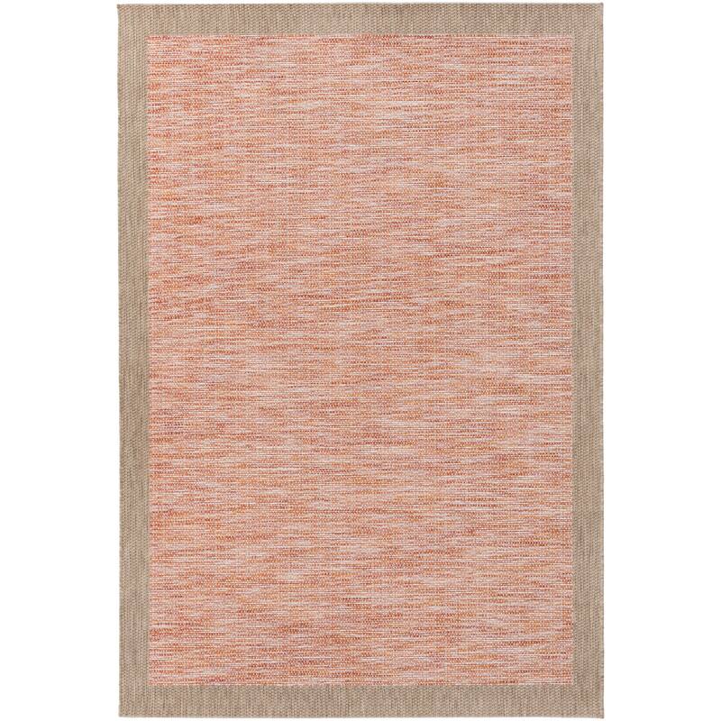 Cammie Solid Bordered Outdoor Area Rug