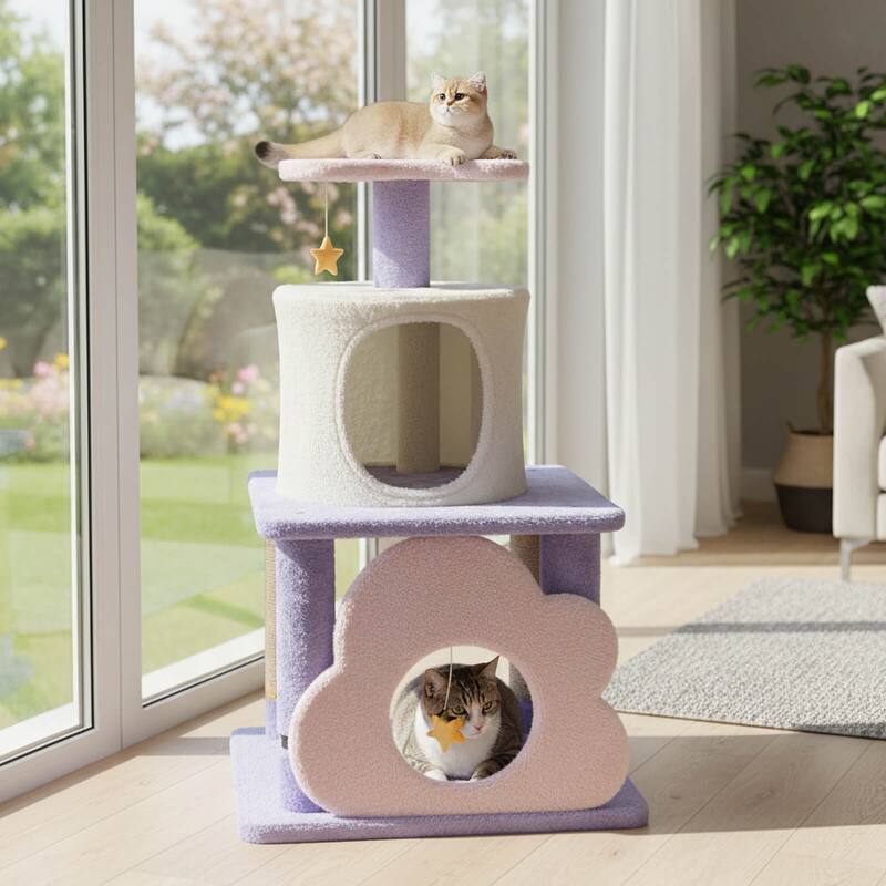 Costway 31.5” Cute Modern Cat Tree with Condo Top Perch Jute - See Details