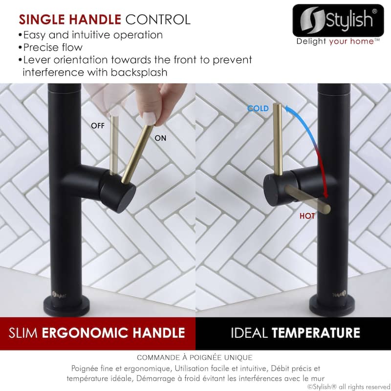Single Handle Pull-Down Sprayer Kitchen Faucet K-141 - Height: 17.25" Spout H: 9" Spout R: 9"