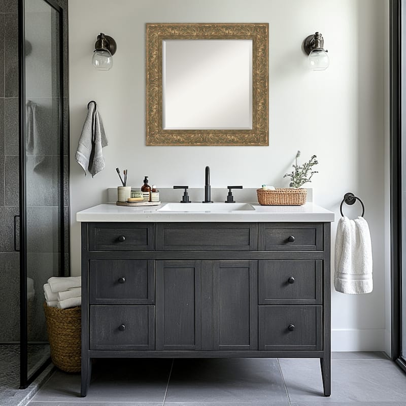 Luxe Beveled Framed Bathroom Vanity Wall Mirror