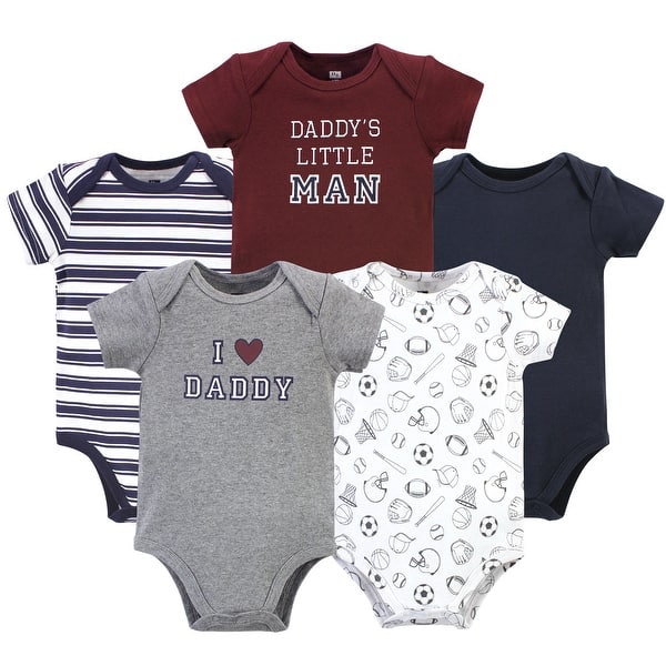 slide 1 of 1, Hudson Baby Infant Boy Cotton Bodysuits, Boy Daddy 5-Pack 12-18 Months - Boy Daddy 5-Pack