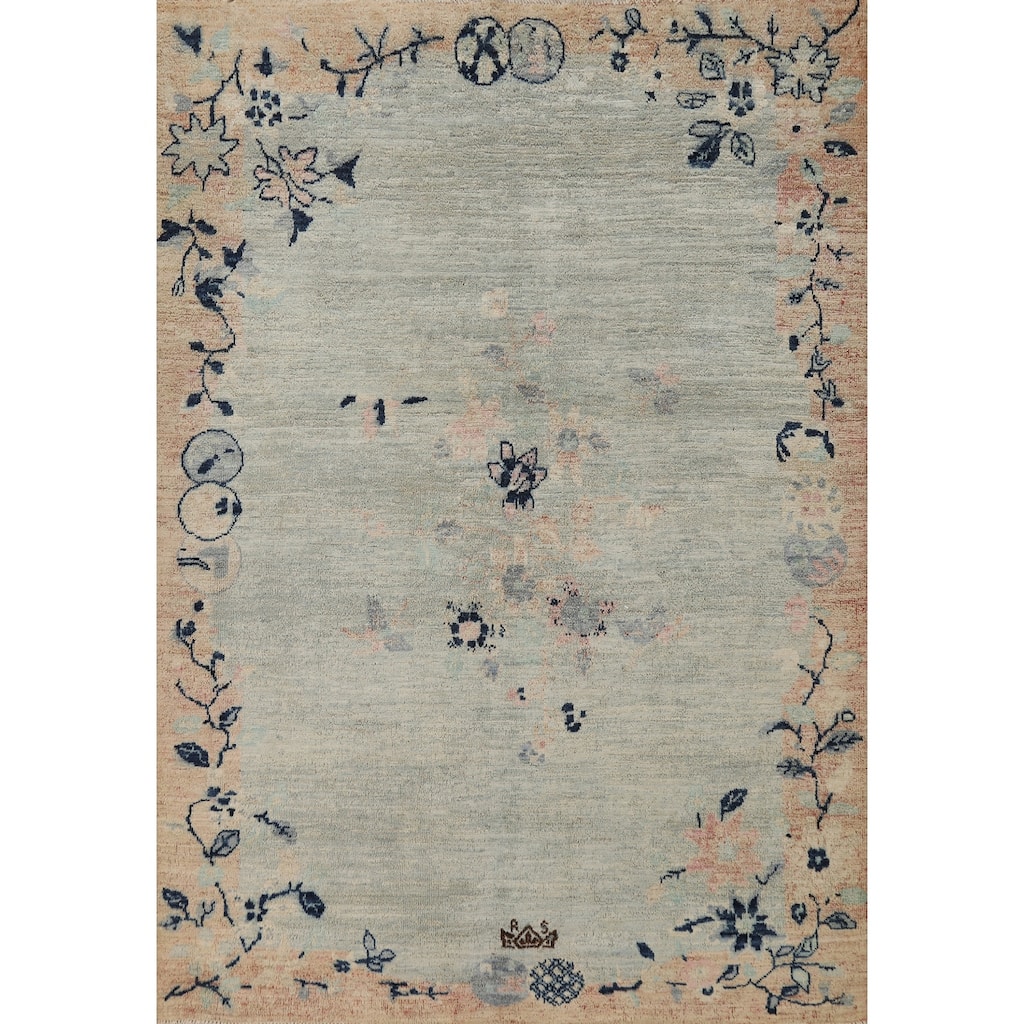 Art Deco Turkish Rug Vegetable Dye Hand-Knotted Wool Carpet - 5'0"x 7'0"