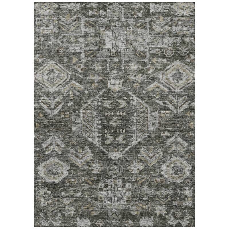 Machine Washable Indoor/ Outdoor Boho Traditional Chantille Rug