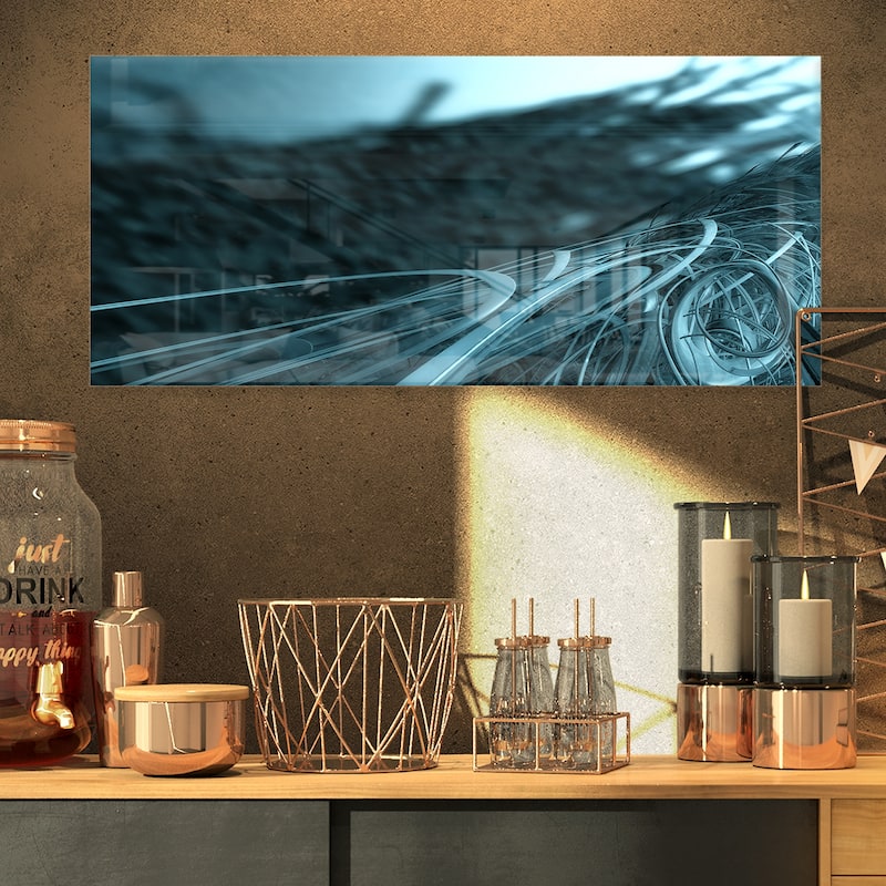 Fractal 3D Bottom Stripes - Abstract Art Glossy Metal Wall Art