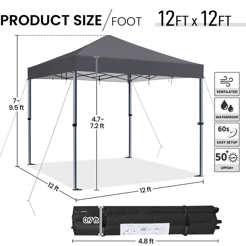 Yaheetech 12x12ft Pop-up Canopy with One-Push-To-Lock Setup Mechanism