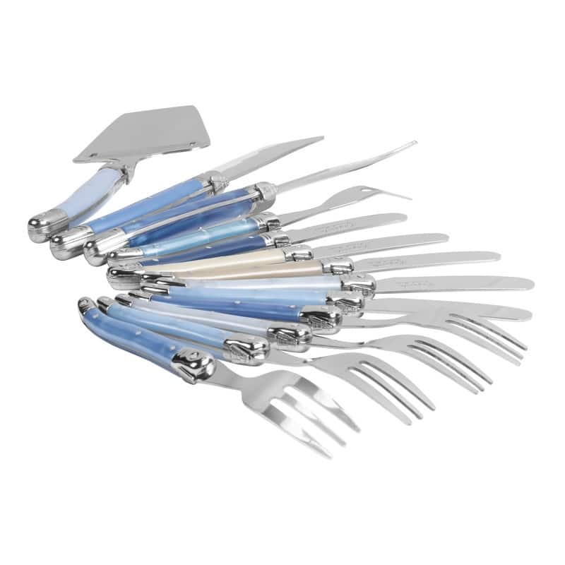 French Home Ultimate 13-Piece Laguiole Charcuterie Set with Shades of Blue Handles