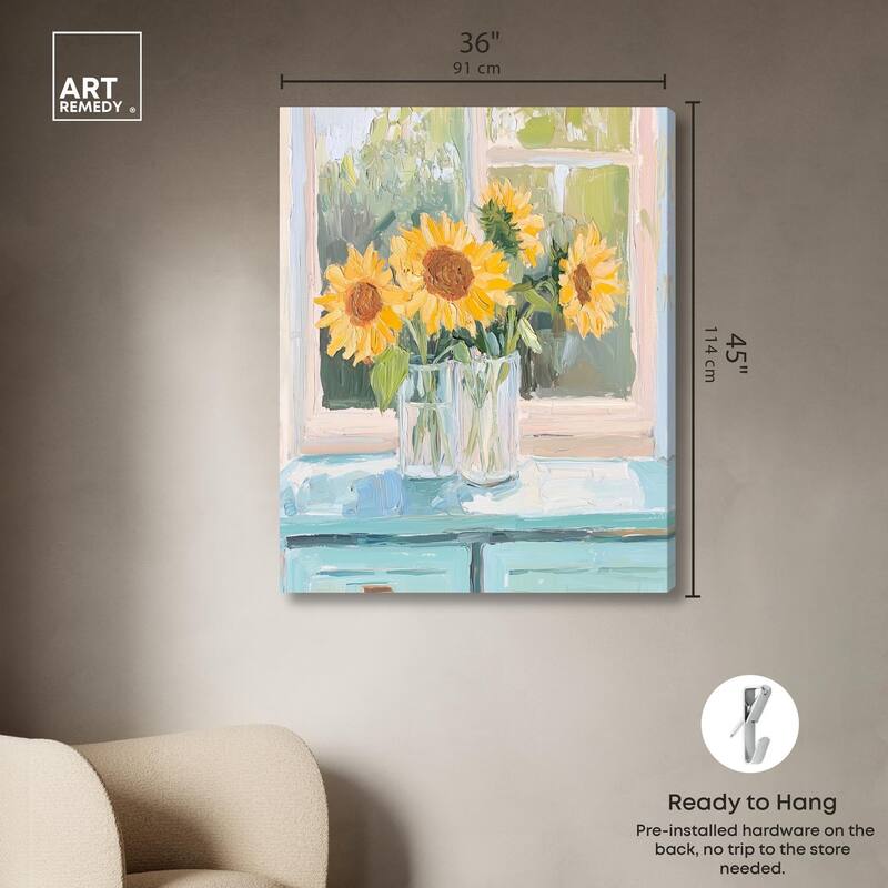Sunflower Quartet Canvas by Art Remedy, Gallery Wrapped