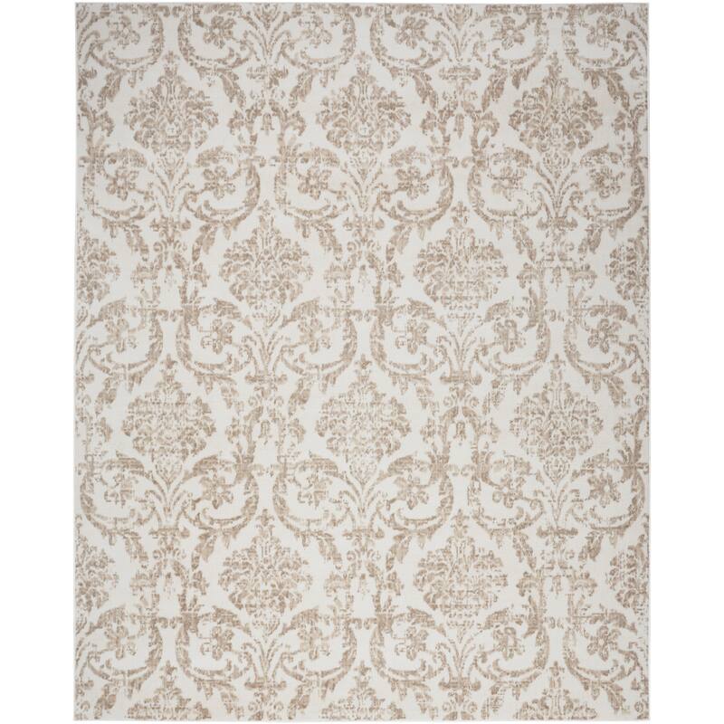 Nourison Jane Farmhouse Vintage Indoor only Damask Area Rug - 5' 3" x 7' 3" - Ivory/Beige